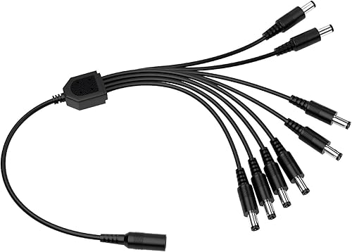 ZOSI DC 1 Female to 8 Male Output Power Splitter Cable Y Adapter For CCTV Accessories Black