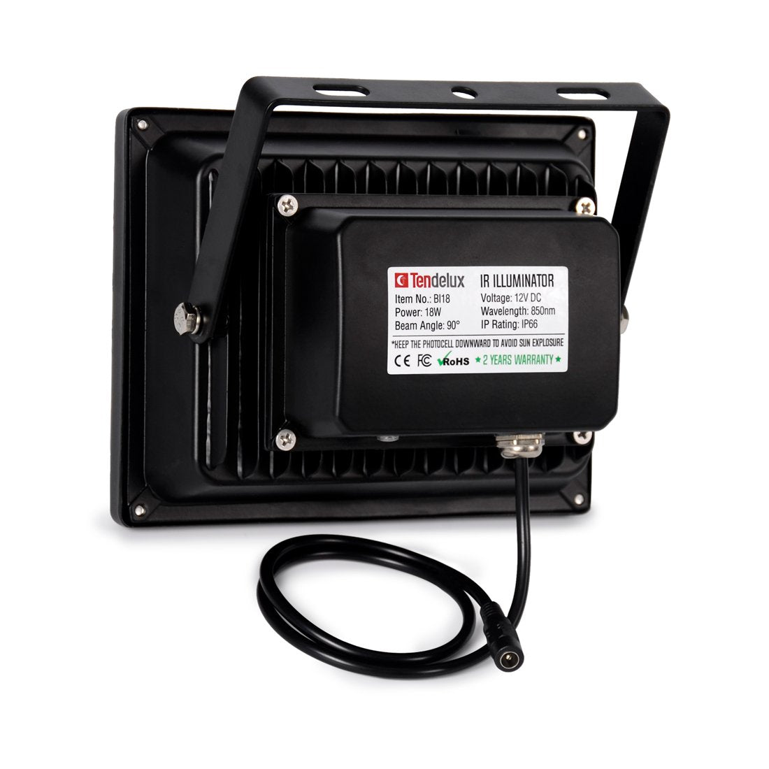 Tendelux 200ft Long Range IR Illuminator | BI18 90° LED Outdoor IR Flood Light for Security Camera (w/Power Adapter)