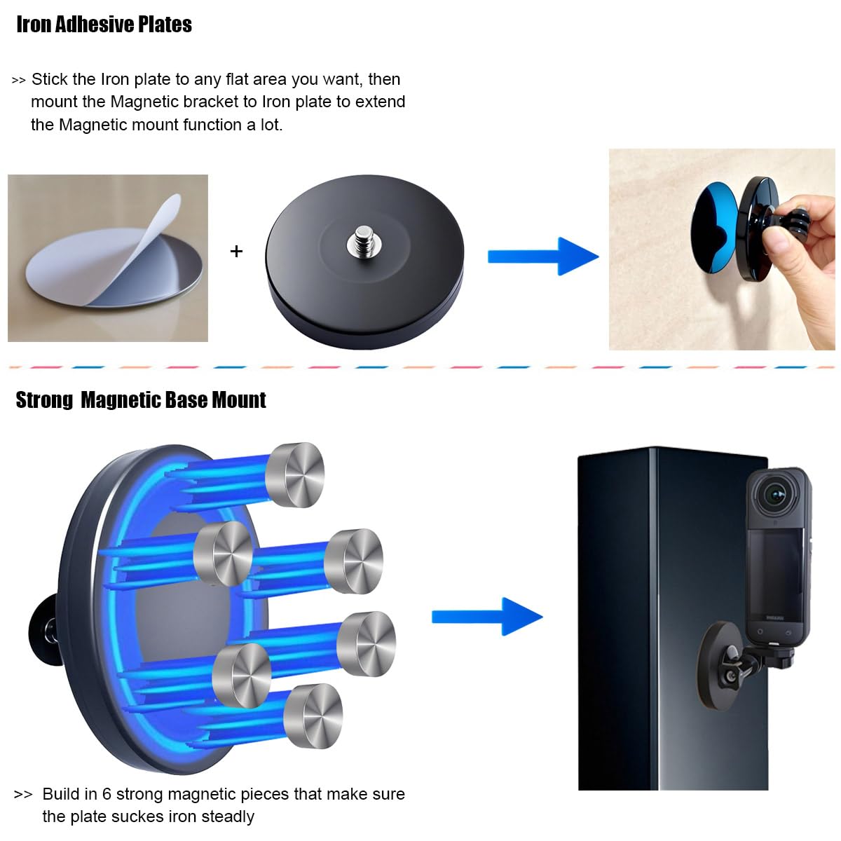 Husiway Accessory for Insta360 X5 Bundle Include: Magnetic Mount Carrying Case Silicone Case Bike Motorbike Mounts and Adhesive Pads for Insta 360 X5
