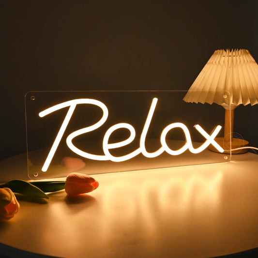 Britrio Relax Neon Sign Light Bedroom Wall Decor Kids Room Night Light Man Cave Game Room Office Party Backdrop Sign Boys Girls Christmas Birthday