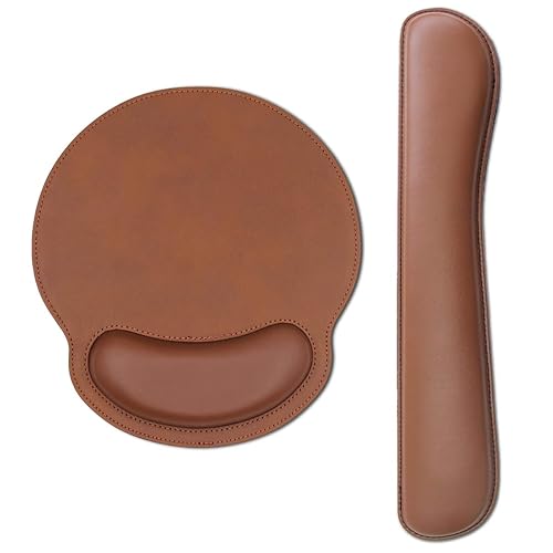 RICHEN Ergonomic PU Leather Keyboard Wrist Rest and Mouse Pad with Wrist Support, Memory Foam Set for Computer/Laptop,Gaming and Office, Comfortable