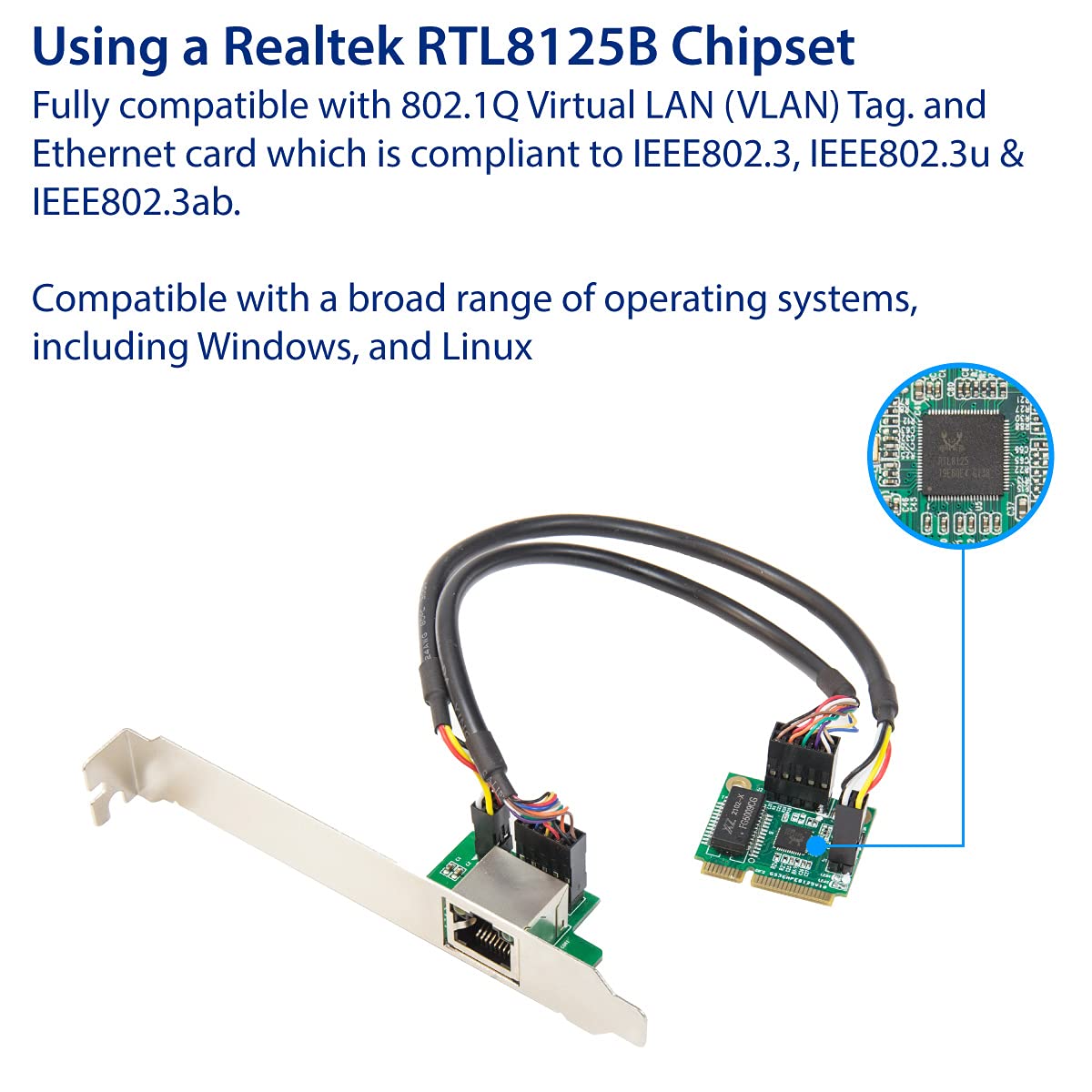 IO CREST 2.5 Gigabit Ethernet Mini PCI-E Network Controller Card 10/100/1000/25000 Mbps RJ45 LAN Adapter Converter for Desktop PC,SI-MPE24073
