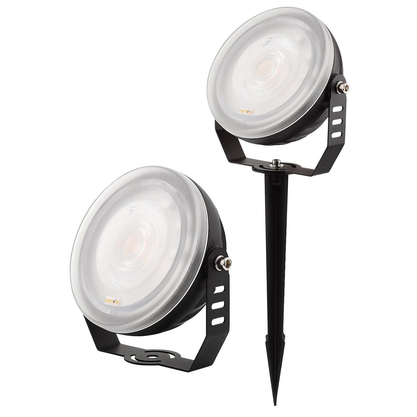 SAMVOL 24W LED Edge-Lit Landscape Spotlight IP67 Waterproof 120V 3000K Thickened Aluminum 270° Adjustable Bracket for Yard Garden Tree Architectural