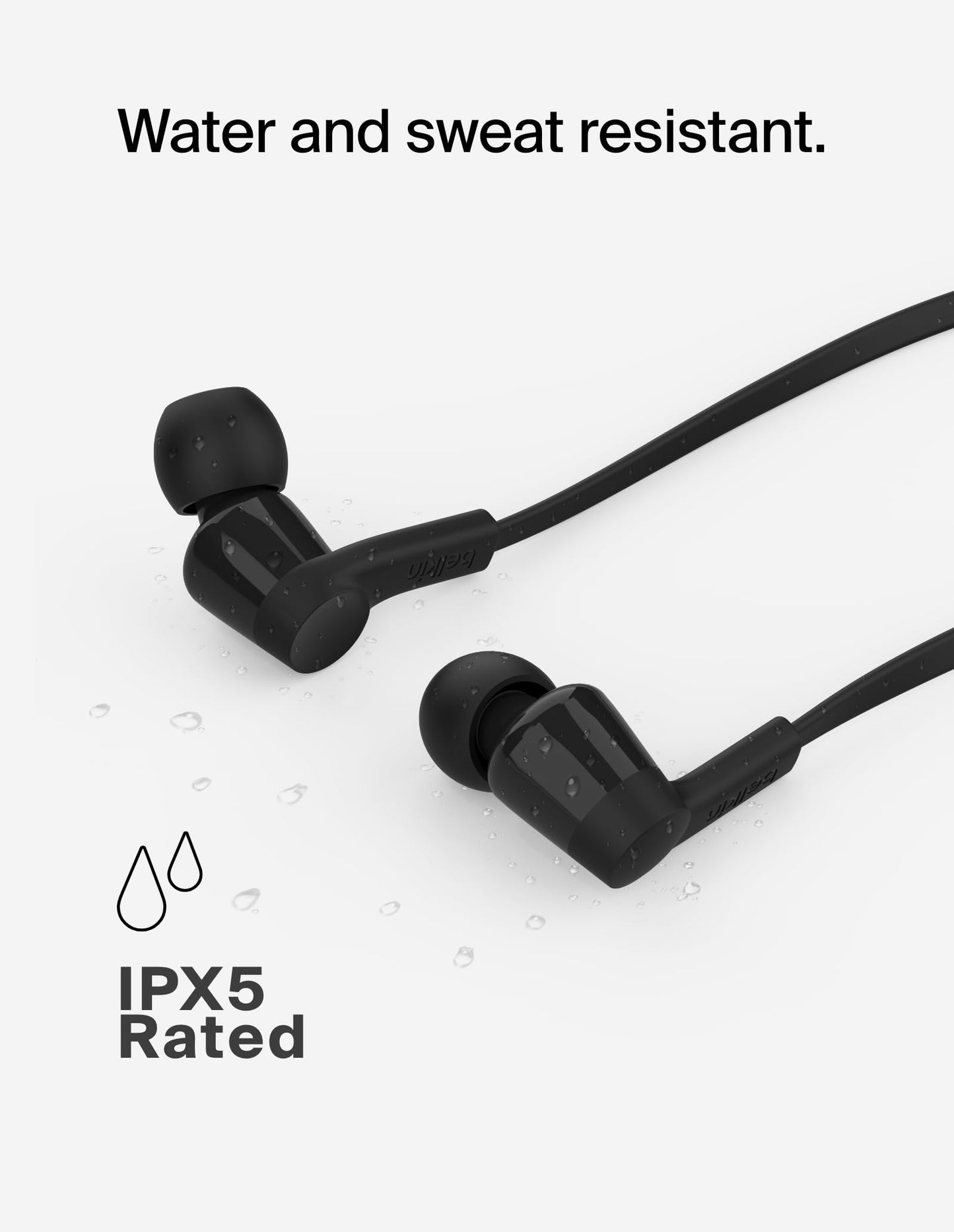 Belkin USB-C Wired Earbuds, Adjustable Volume Limiter, IPX5