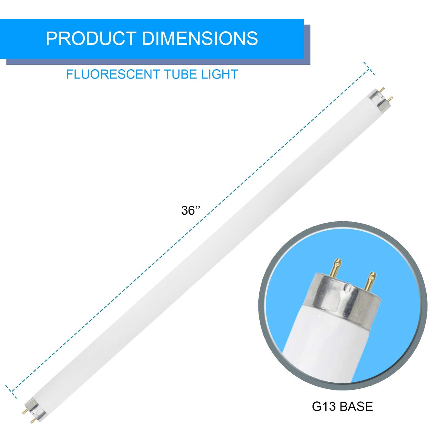 Dysmio Lighting F25T8-DL 25-Watt - 36 Inch T8 Straight Tube, Medium Bi-Pin Base, 6500K - Daylight - Pack of 8