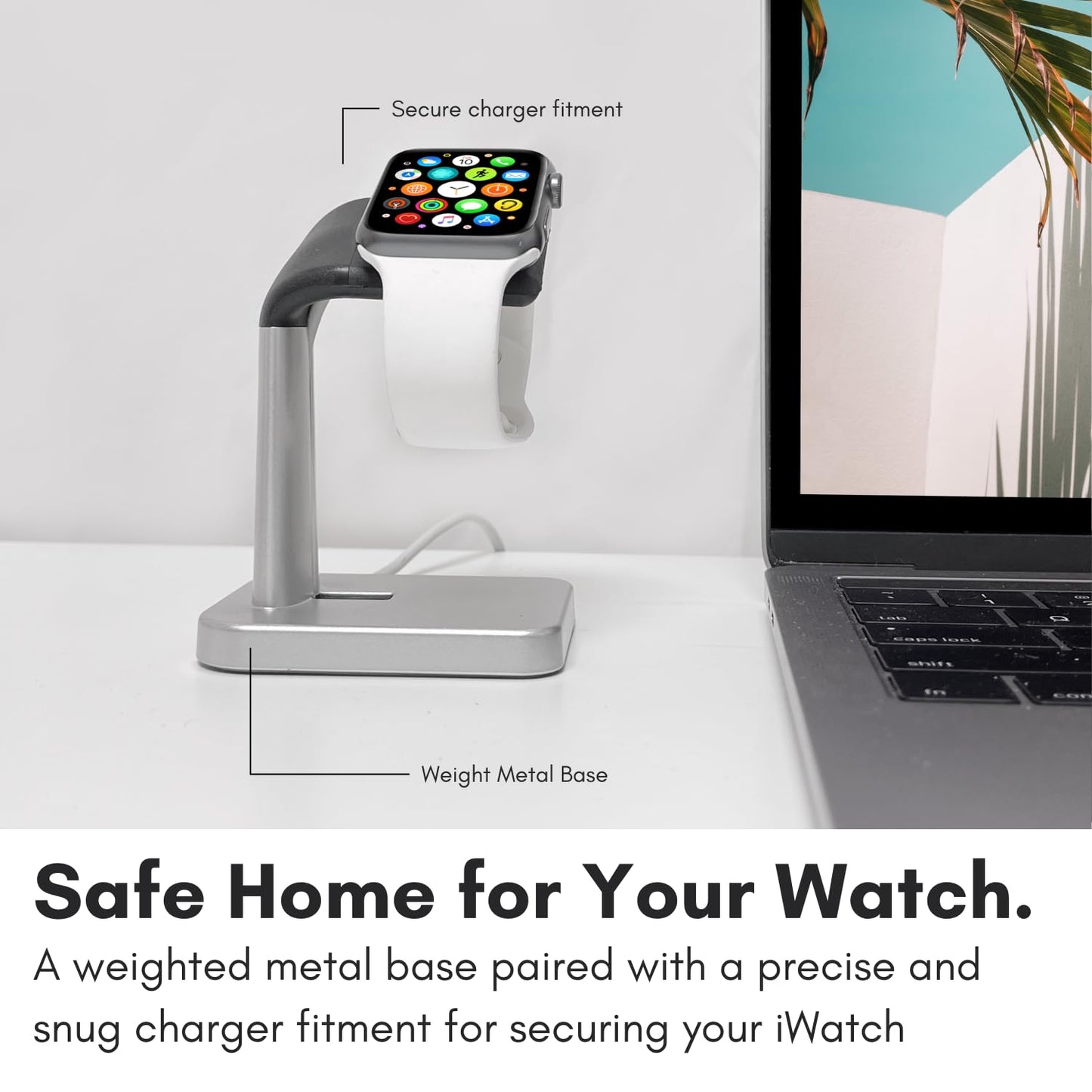 Macally Apple Watch Stand for Series Ultra 11,10, 9, 8, 7, 6, 5, 4, 3, 2, 1, SE (49mm 45mm 44mm 42mm 41mm 40mm 38mm) - Apple Watch Charger Stand Dock