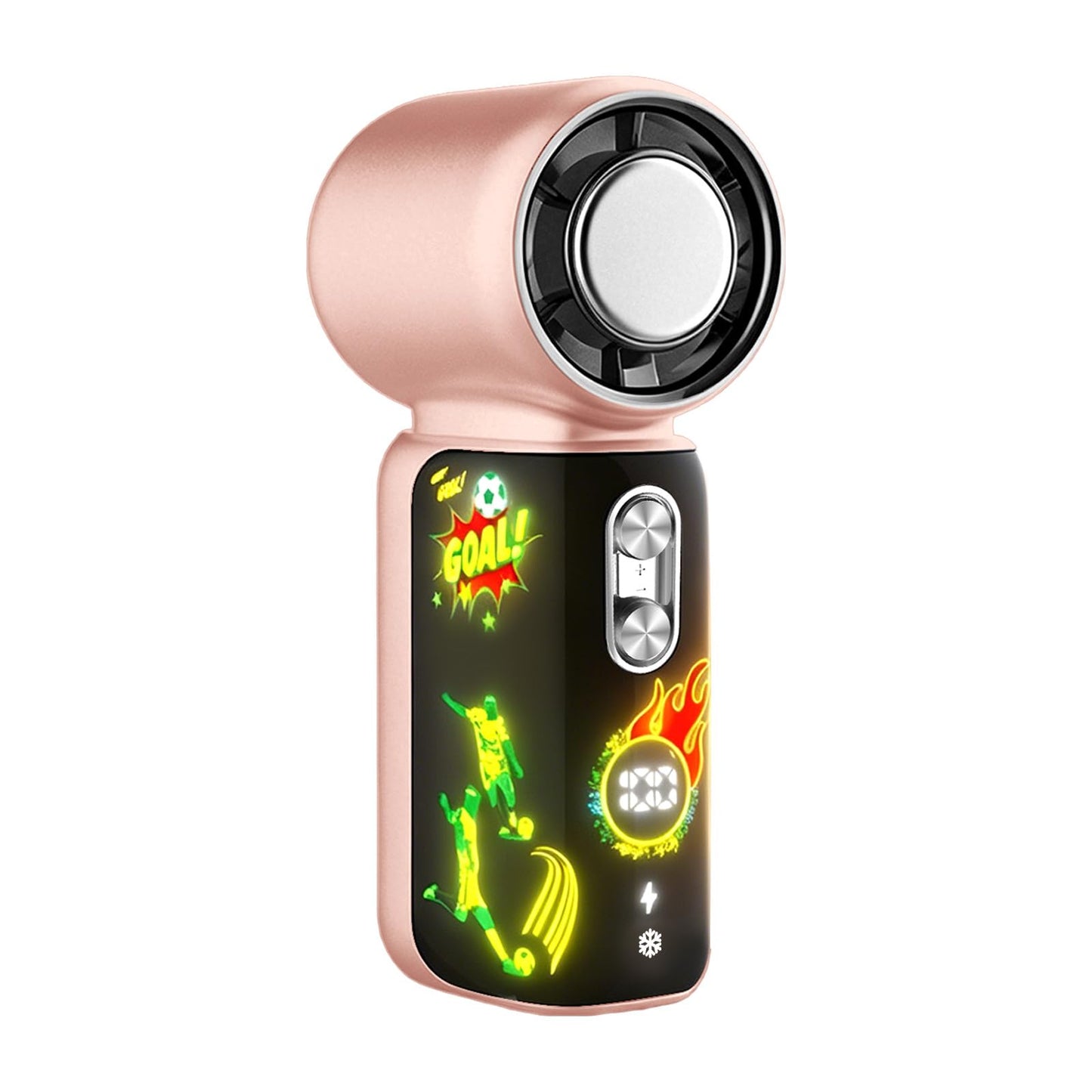 Pawvita Soccer Handheld Fan with LED Soccer Animation, Ice Cooling 16°C
