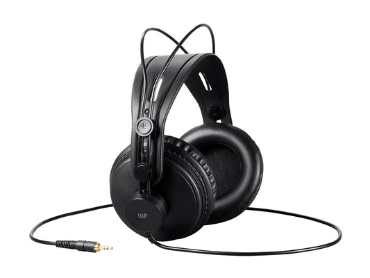 Monoprice - 116150 Modern Retro Over Ear Headphones with Ultra-Comfortable Ear Pads Perfect for Mobile Devices, HiFi, and Audio/Video Production Black