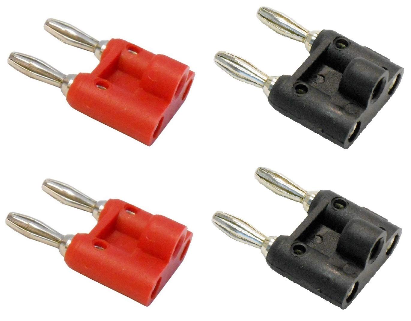 AUDIO 2000'S ACC3166BR4 Two-Pair (2-Black, 2-Red, 4 Plugs Total) Corrosion-Resistant Banana Plugs for Speaker Wires