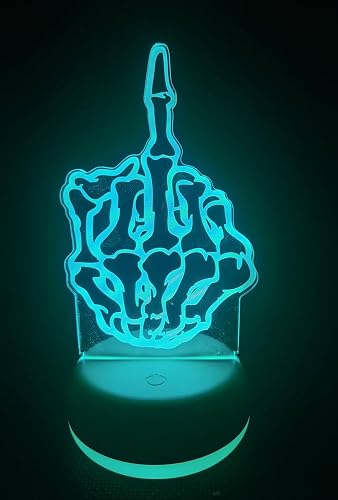 Funny Lamp Skeleton Hand 3D Trick Gift Desk Ornament, Fun and Realistic Design Party Favors for Adults, Light up Glow Punk Bistro Pub Bar Decor