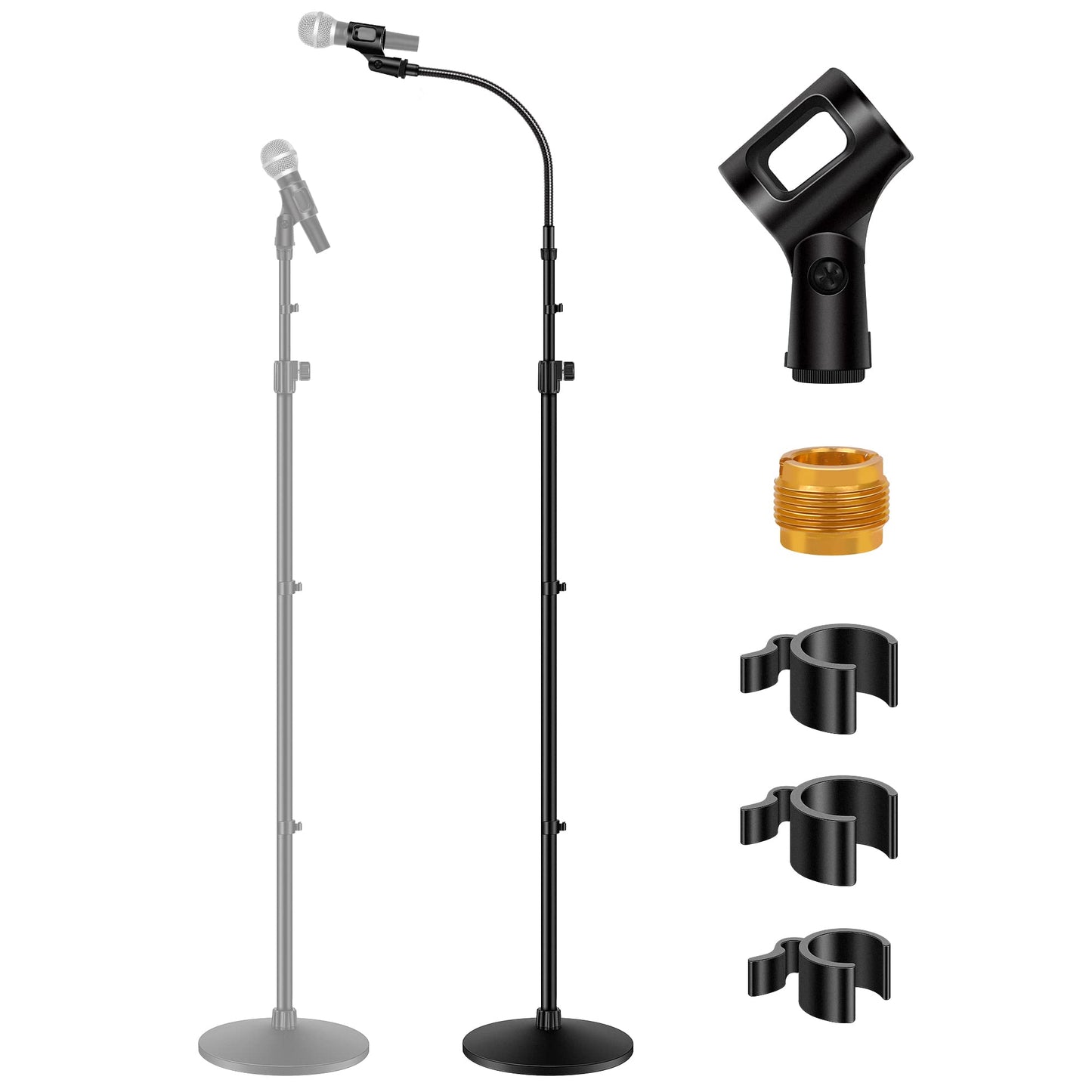 InnoGear Microphone Stand, Mic Stand Detachable Gooseneck Mic Floor Stand Height Adjustable from 32” to 70” with Weighted Round Base for Blue Yeti