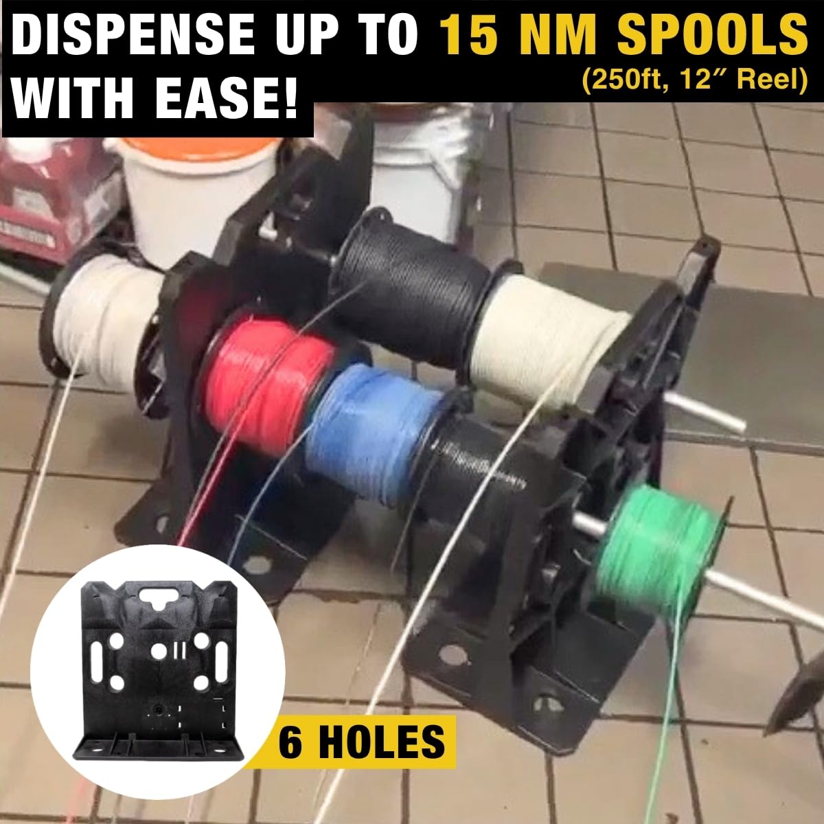 Rack-A-Tiers 2.0 Wire Dispenser - Cable Reel Rack, Electrician Wire Spool Caddy, Multi Reel Wire Dispenser, Spool Rack, 300 lb Capacity (#11480)