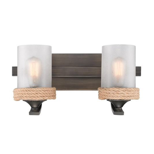 Golden Lighting 1048-BA2 GMT-CS Chatham Bath Fixture, Gunmetal Bronze, 2 Lights