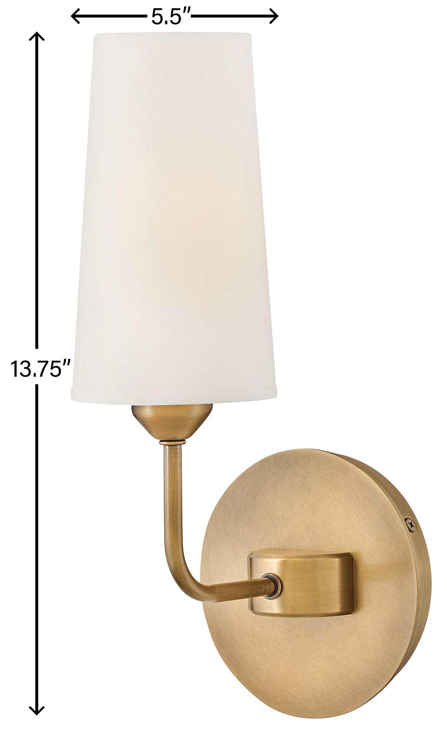 Hinkley Lewis Medium Single Light Wall Sconce, Tall, Tapered Drum Natural Paper Shade w/Fine Stitching Detail, Slender Silhouette, Heritage Brass