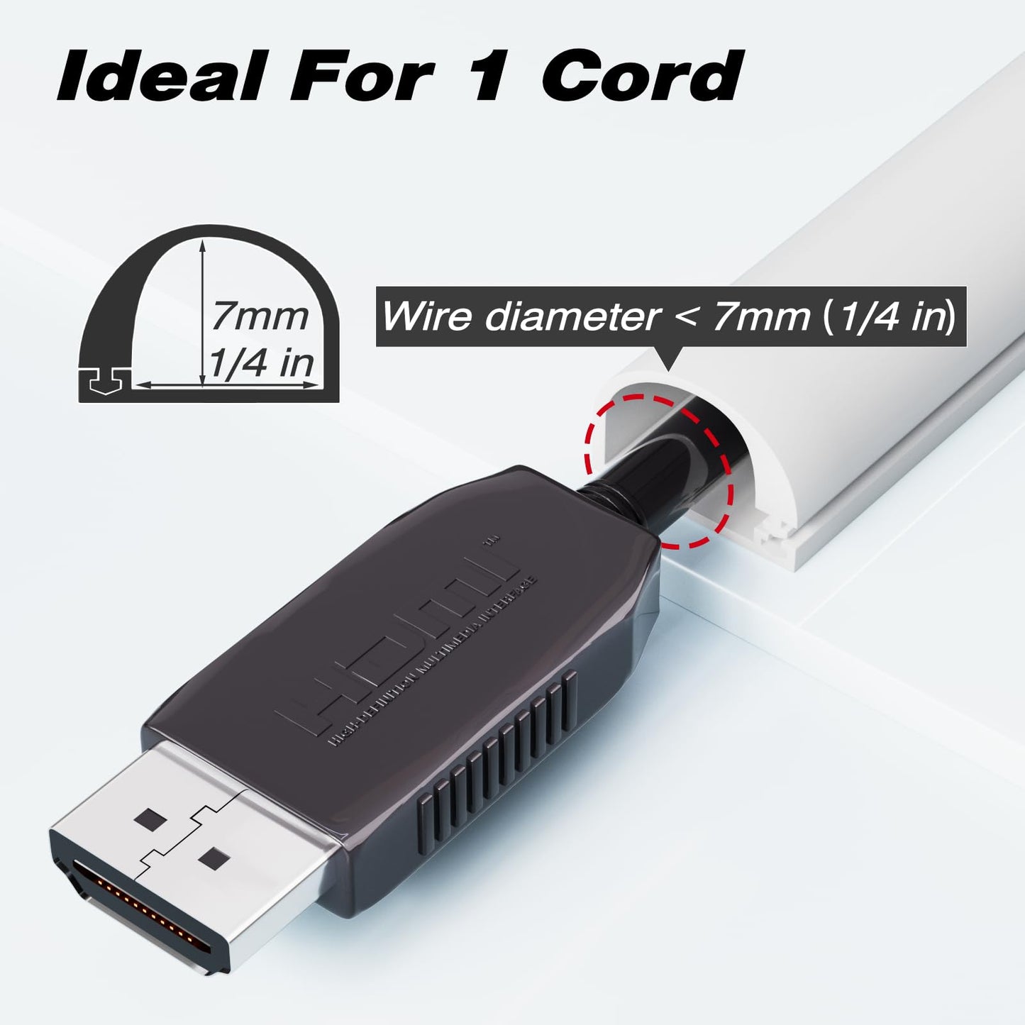 39" Silicone Cord Hider for Wall Mount TV,Self-Adhesive Cable Hider for 1 Cord(1/4" Diameter),Cable Management Under Desk,Cord Organizer,Cable Raceway