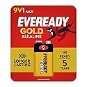 Eveready Gold Alkaline 9V Batteries, 1 Pack of 9 Volt Batteries