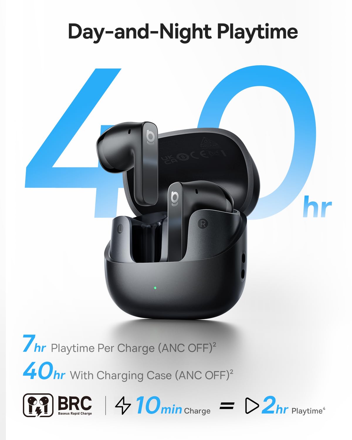 Baseus BS1 NC Semi-in-Ear Noise Cancelling Earbuds with Adaptive Hybrid ANC, No Ear Pressure, Hi-Res Audio (LDAC), 40H Playtime, 4g Ultra-Lightweight…
