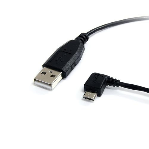 StarTech.com 1 ft. (0.3 m) USB to Micro USB Cable - USB 2.0 A to Left Angle Micro B - Black - Micro USB Cable (UUSBHAUB1LA)