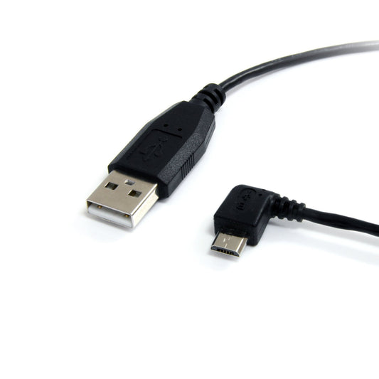 StarTech.com 1 ft. (0.3 m) USB to Micro USB Cable - USB 2.0 A to Left Angle Micro B - Black - Micro USB Cable (UUSBHAUB1LA)