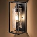 AMUMO Craly 14" H Outdoor Wall Lights, Outdoor Wall Sconce Exterior Waterproof Wall Lantern with Clear Seeded Glass Shade, Anti-Rust Black Metal Frame