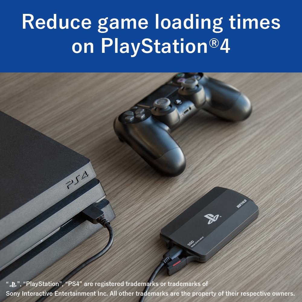 BUFFALO External SSD 1.0TB Officially Licensed Product, Compatible with PS 5 / PS 4 Consoles - USB3.2 Gen2 Type A and C - Portable Anti Shock IP55