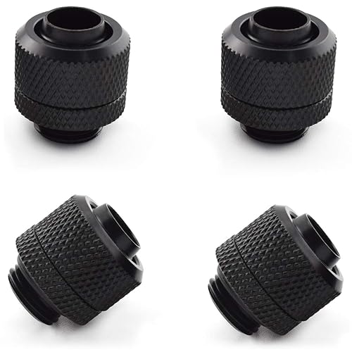 SDTC Tech 4-Pack G1/4" to 3/8" ID 5/8 OD Quick Tighten Compression Fitting for Soft Tubing, PC Water Cooling System Soft Tube Connectors