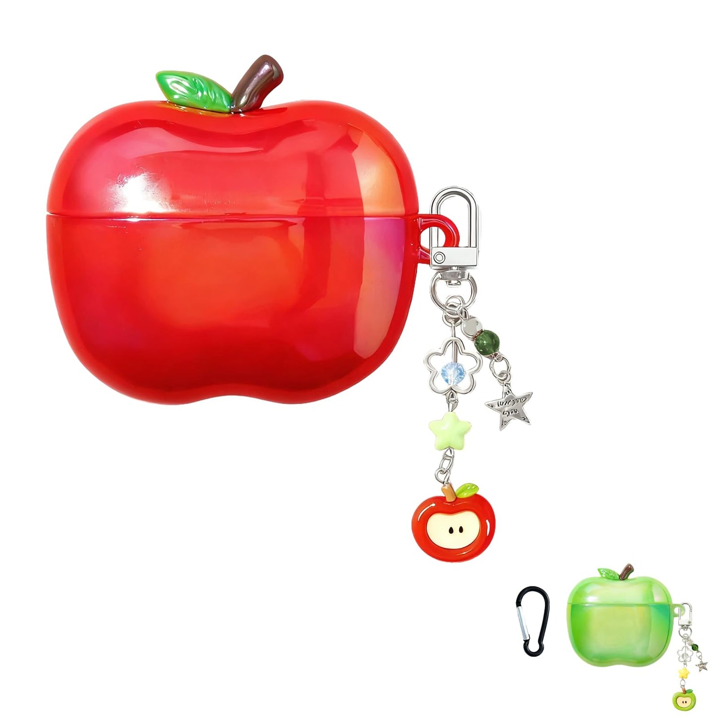 YcaeyLnaR Fruit-Shaped Case with Fruit-Shaped Charm Compatible with AirPods Pro3 - Protective Cover in Fruit Design (Red)