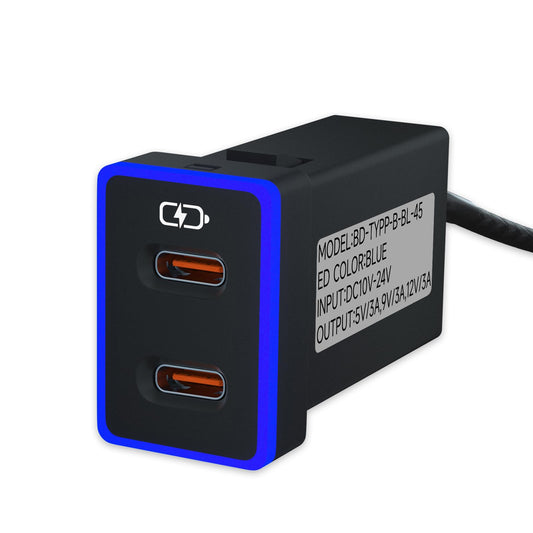 B&DOG XSIN Car Charger for Toyota USB C Dual Port Charger PD 3.0 Type C Fast Charging with LED Light Show,Compatible with Smart Phone,Tablet,and More