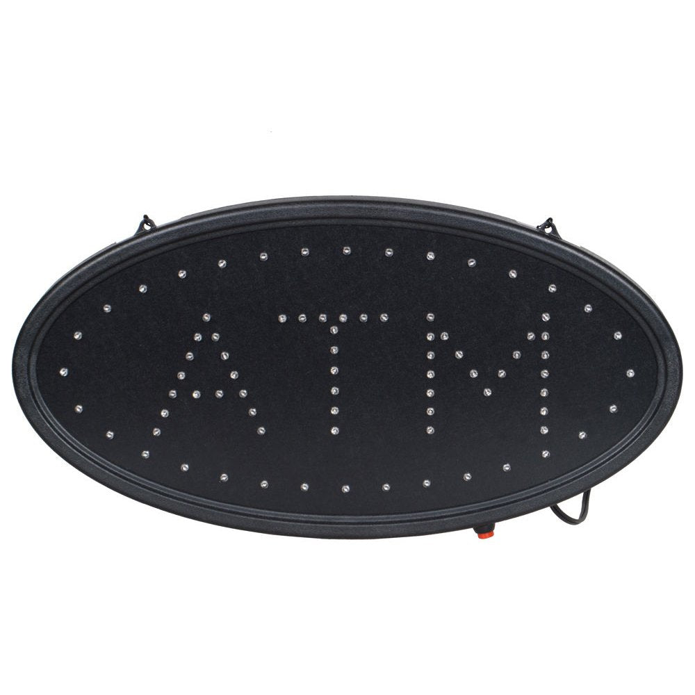 Boshen Led ATM Signs Decor for Bank Business Mart Shop Store Bar Cafe Now Open Sign Display On/Off Switch + Chain (19" Lx 10"W(Oval"ATM"))