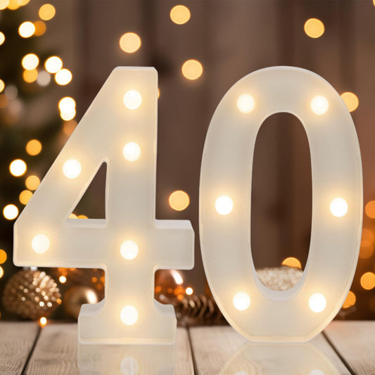 IFDGCTK Light Up 40 Number Lights, Warm White Decorative LED Light Up Numbers, Battery Operated, for Women Men 40th Birthday Decorations, Home, Bar