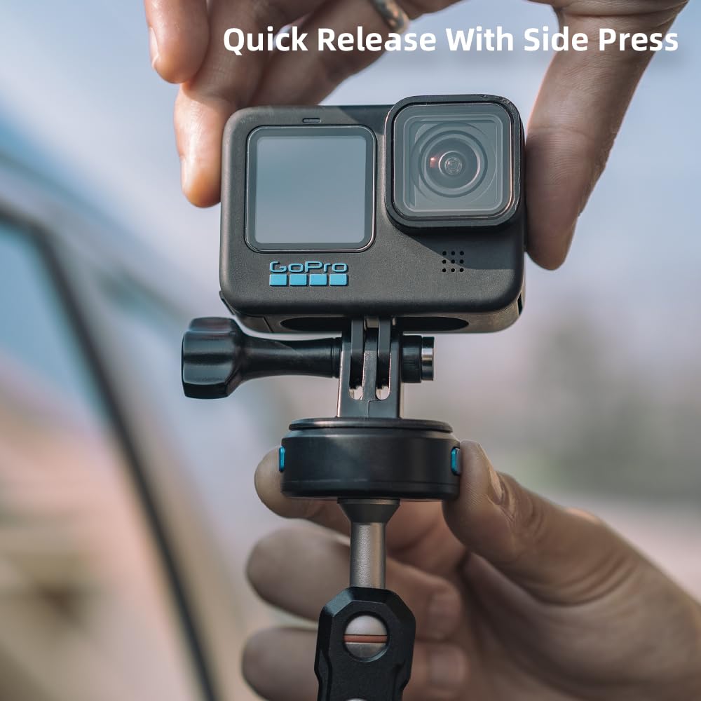 SUREWO Magnetic Quick Release Suction Cup Car Mount for GoPro,Powerful Car Suction Cup Camera Mount with Metal Extension Arm Compatible with GoPro