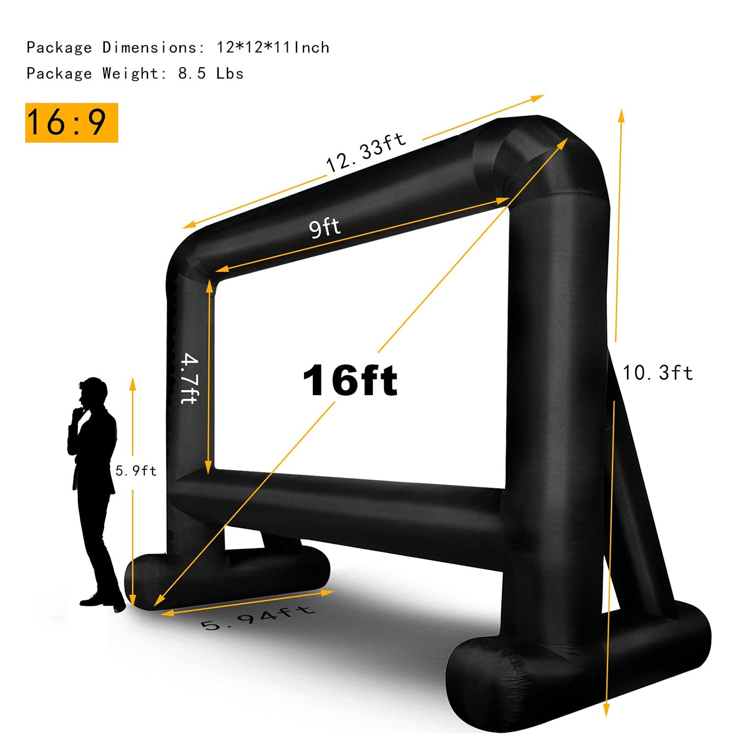 OUTTOY Inflatable/Blow Up Projection Screen with Quiet Fan and Storage Bag, Easy Set up, Mega for Outdoor, Backyard Movie Night, Theme Parties