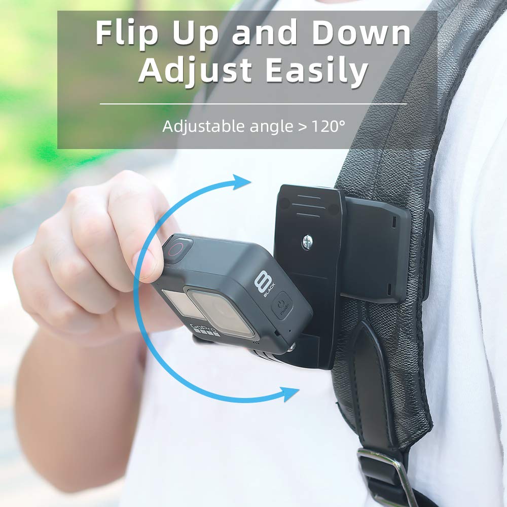 SUREWO Backpack Strap Mount Quick Clip Mount Compatible with Gopro Hero 13/12/11/10/9/8/7/6(2018)/5 Black,DJI Osmo Action 5 pro/4/3/2 and More