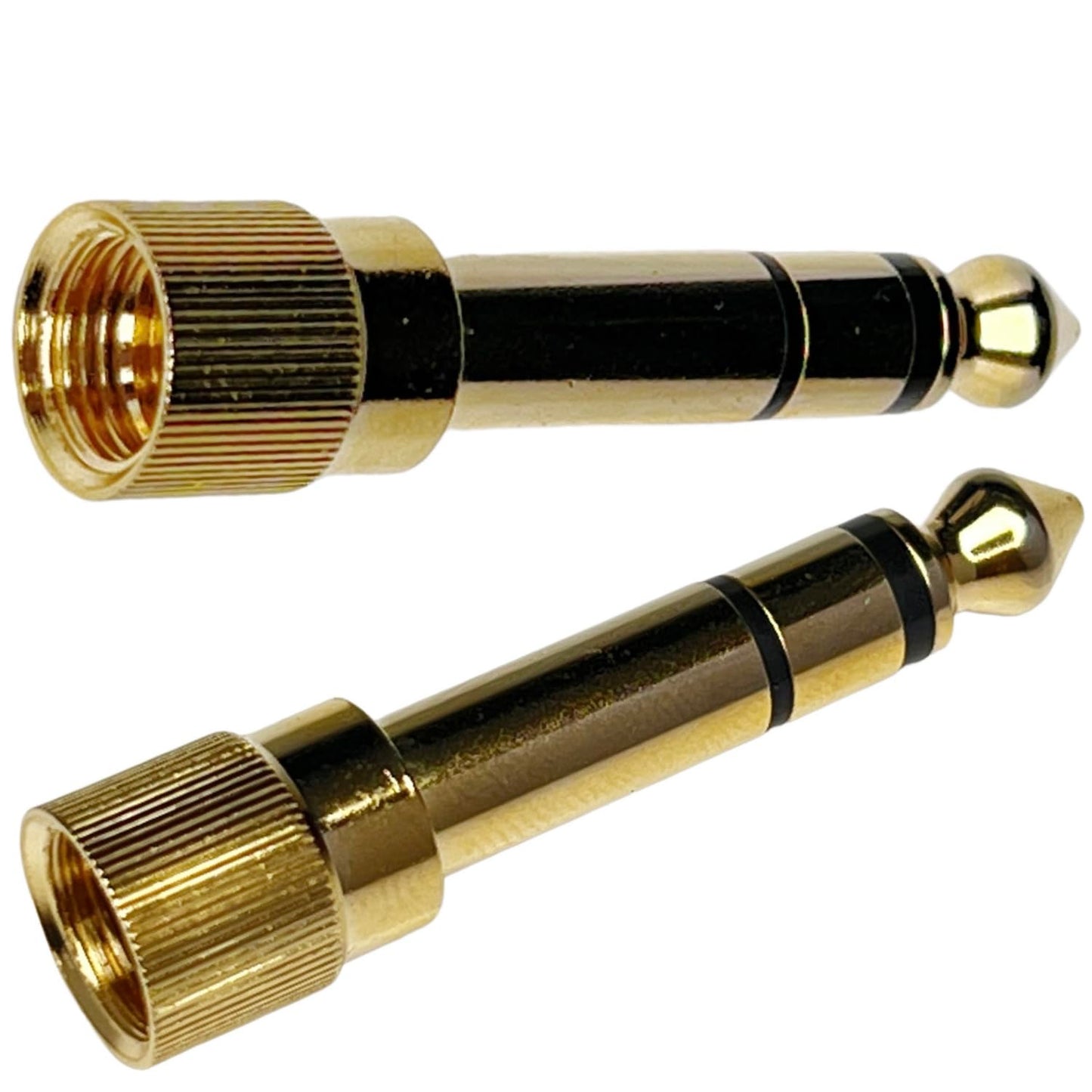 CESS 2-Pack 1/4" Stereo Phone Screw-On Adapter - Male 1/8" to Male 1/4" - 3.5mm Stereo to 6.35mm Stereo