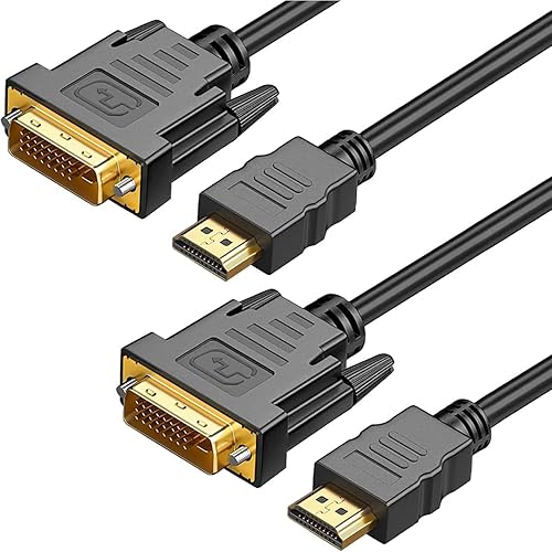 DVI to HDMI Cable,Bi-Directional 1080 DVI-D to HDMI Cable Male to Male, High-Speed Gold-Plated HDMI to DVI for Raspberry Pi, Roku, X-Box One, PS3/4/5