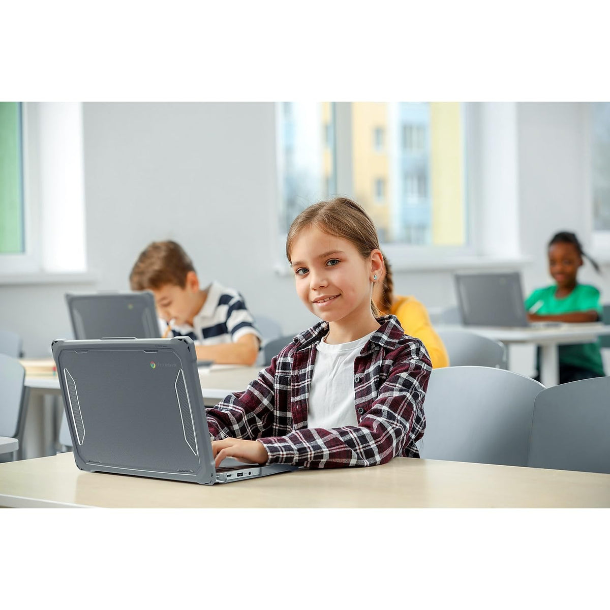 MAXCases Extreme Shell-F3 Slide Case for Lenovo 100e G4 Chromebook 11" (ver 83G Only) (Gray/Clear)