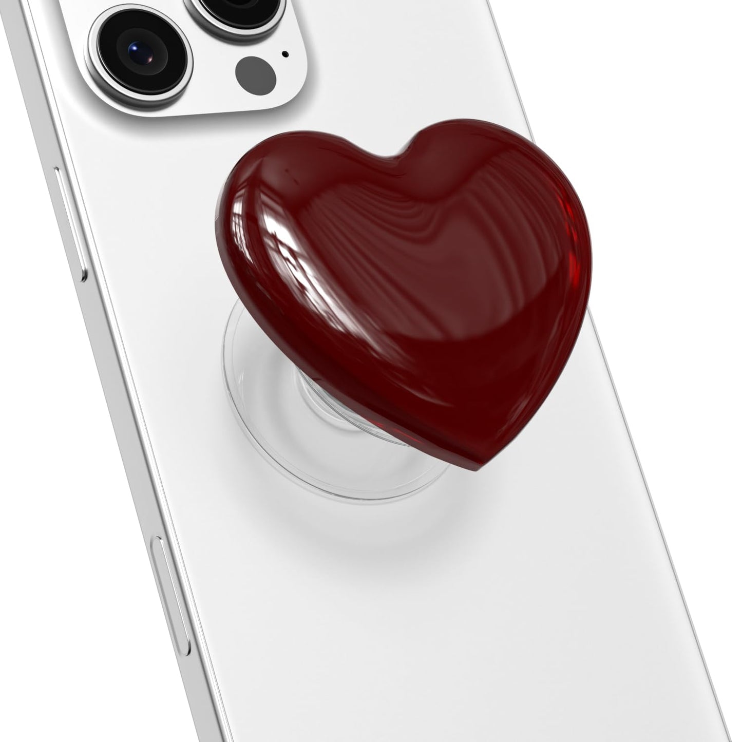 Svanove Heart Adhesive Phone Grip Holder, Cute Collapsible Glass Stick Phone Grip Stand Expanding Kickstand for iPhone Samsung Phones Accessories, 3D