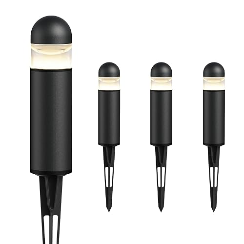 GOODSMANN Landscape Lighting 4PK Low Voltage Landscape Lighting 3W 60 Lumen LED Landscape Bollard Lights Outdoor 2700K Warm White Black with Cable