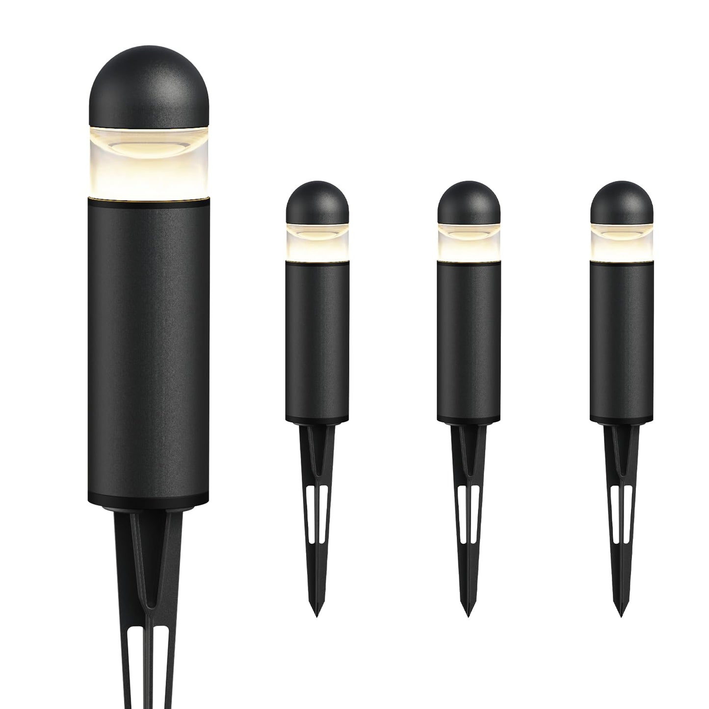 GOODSMANN Landscape Lighting 4PK Low Voltage Landscape Lighting 3W 60 Lumen LED Landscape Bollard Lights Outdoor 2700K Warm White Black with Cable