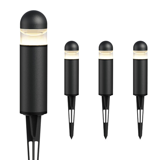 GOODSMANN Landscape Lighting 4PK Low Voltage Landscape Lighting 3W 60 Lumen LED Landscape Bollard Lights Outdoor 2700K Warm White Black with Cable