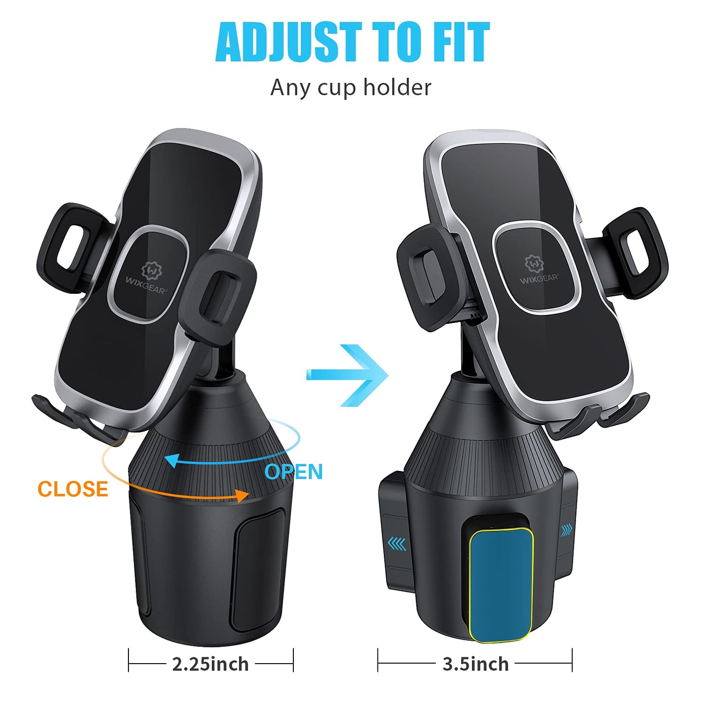 WixGear Cup Holder Phone Mount with Adjustable Neck, Cellphone Holder for Car, Upgraded Cup Phone Holder for Car, Compatible with iPhone, Samsung