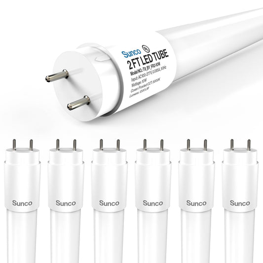 Sunco 6 Pack 2 Foot T8 LED Tube Light Bulbs, 10W, 5000K, Ballast Bypass