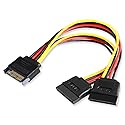 ELECTOP 6 Inch SATA Power Splitter Cable, 15 Pin SATA Male to Dual Female Power Cable