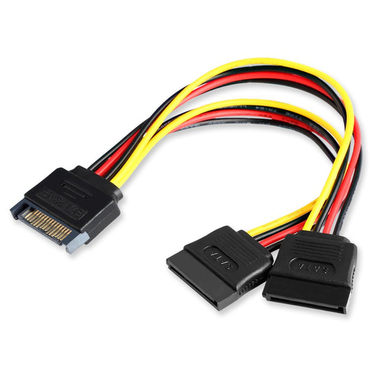 ELECTOP 6 Inch SATA Power Splitter Cable, 15 Pin SATA Male to Dual Female Power Cable
