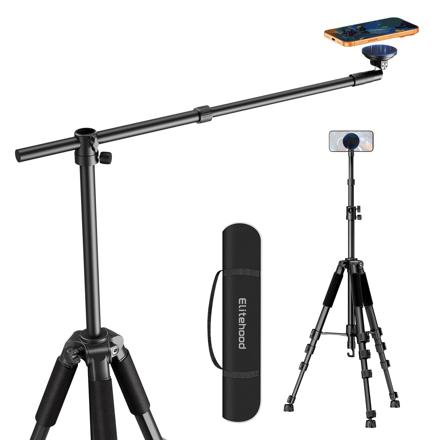 elitehood Magnetic Overhead Tripod for iPhone with 25in Long Extendable Arm