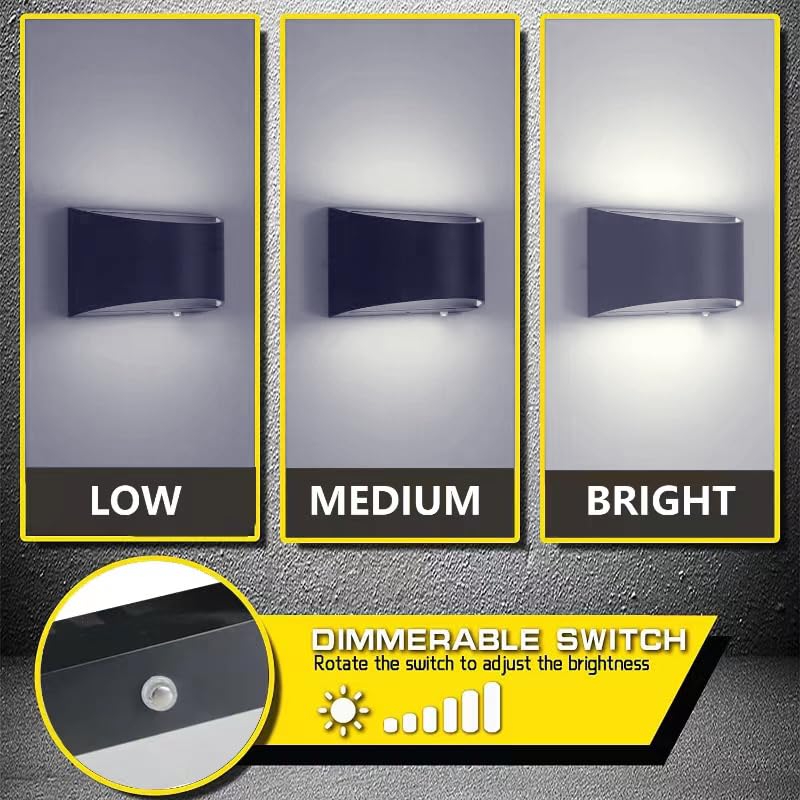 ZYI Dimmable Wall Sconce with Built-in Switch, 20W Hardwired COB Wall Lamp 6000K, Matte Black Aluminum Double-Sided Wall Light Fixture, Bedroom