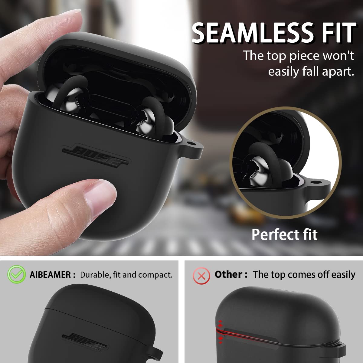 Silicone Case for Bose QuietComfort Earbuds II (2022) & QuietComfort Ultra Case (2023), Shockproof Protective Cover for Bose Earbuds Accessories