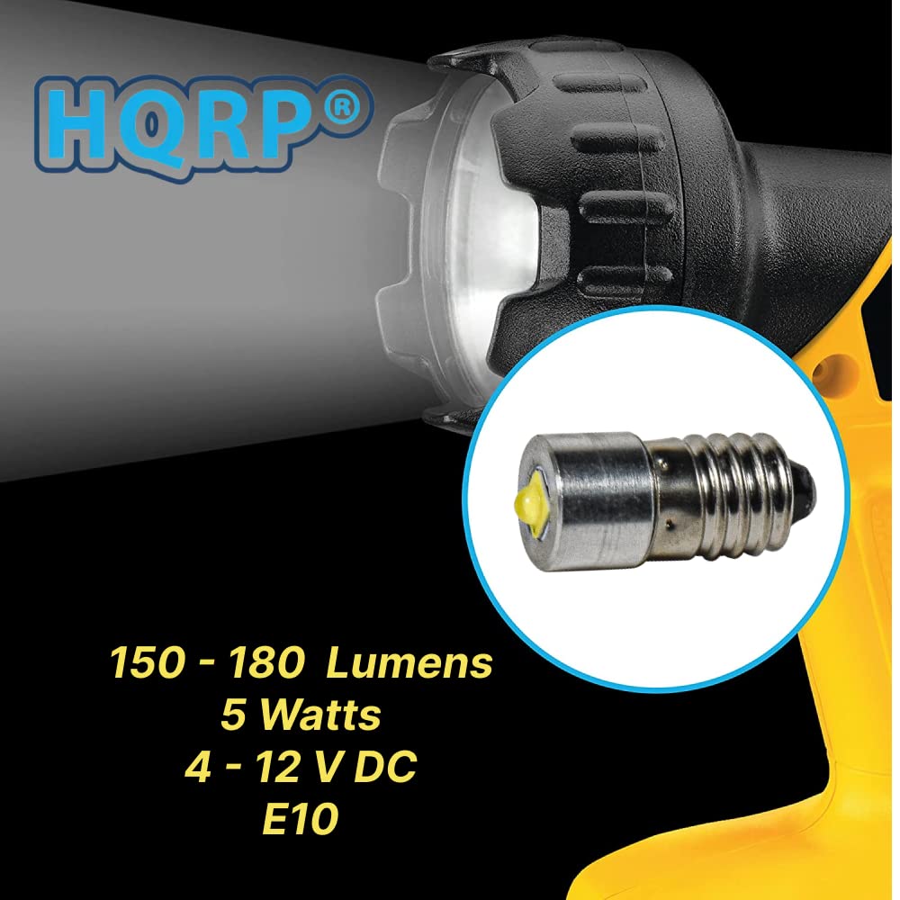 HQRP 4-12V E10 Upgrade LED Flashlight Bulb, 5W 4.5V 6V 9V 12V LED Compatible with Petzl Zoom ADP Chrono Duo Micro Mega Megabelt Mega Belt Clip Saxo