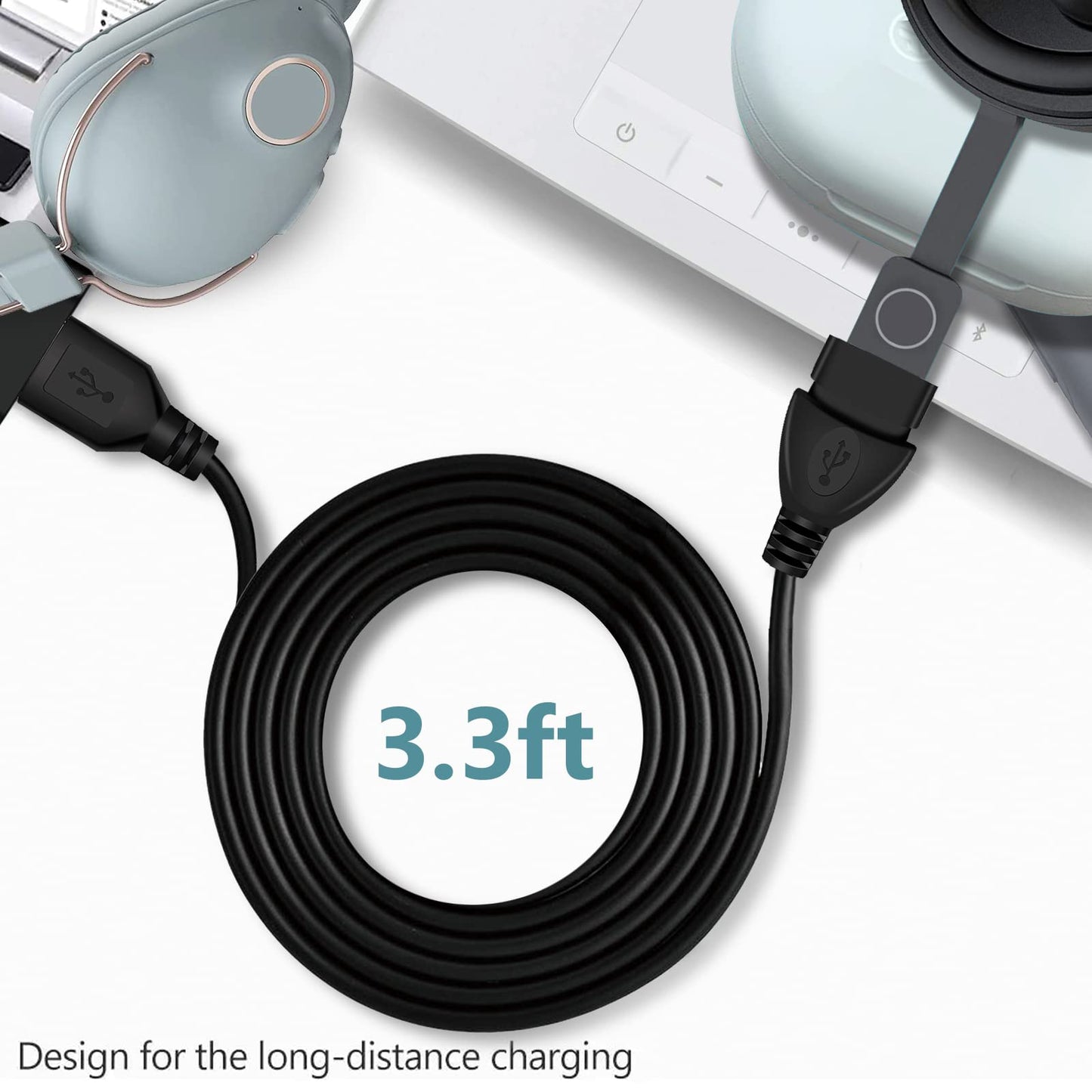 USB Wall Charger Adapter & Extension Charging Cable Cord for JLab Go Ai Pop/Sport, JLab Epic Air an/Sport ANC, JLab JBuds Air/Sport/Executive/ANC/Play