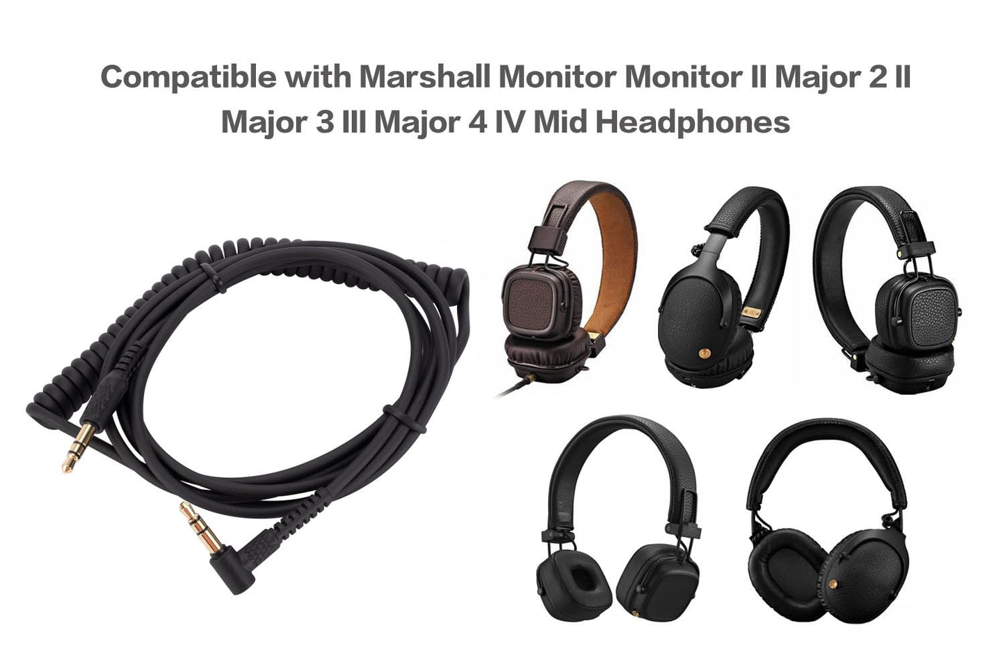 UNCLE LIGHT Replacement Audio Cable for Marshall Headphones, Compatible with Monitor Major 2 II Major 3 III Major 4 IV Mid Headphones 3.5mm Male…